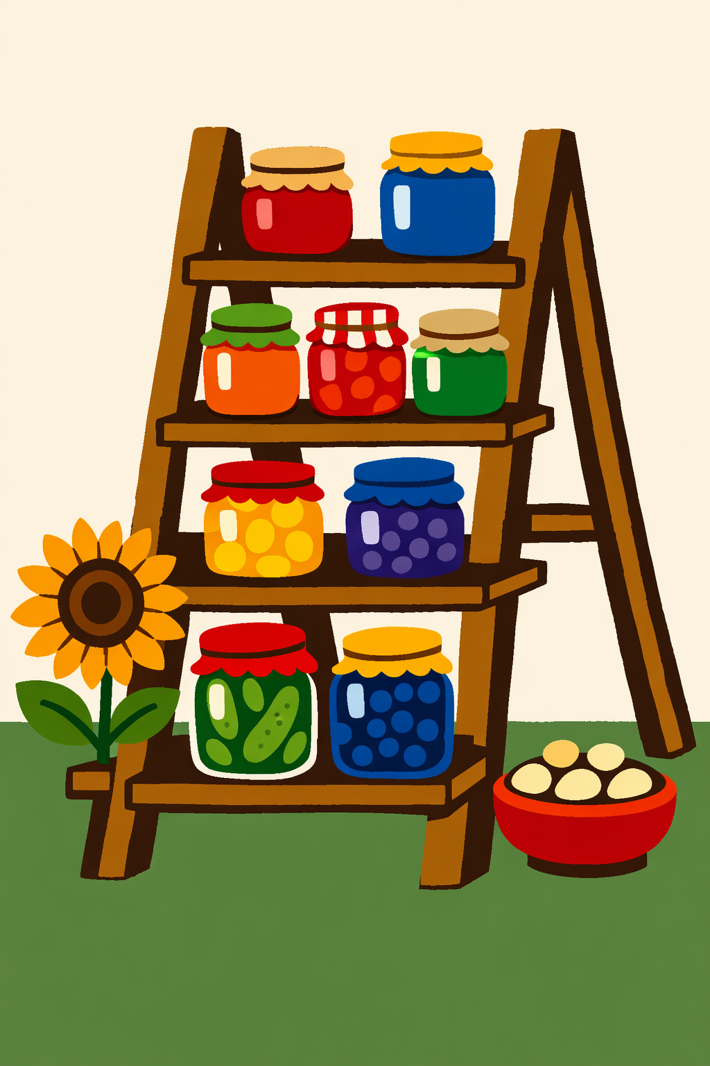 Rustic Ladder With Mason Jars cross-stitch pattern preview — Farmhouse & Rustic