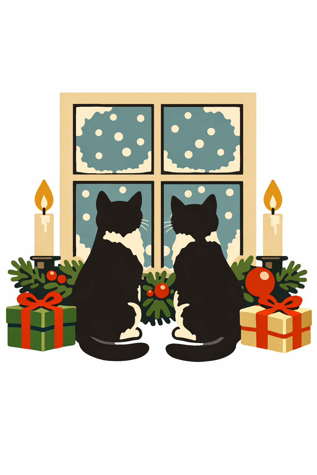 Tuxedo Cats By Frosted Window cross-stitch pattern preview — Animals & Pets