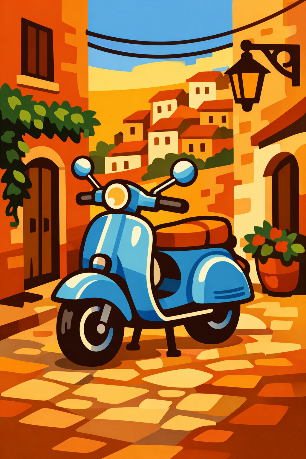 Powder Blue Scooter cross-stitch pattern preview — Landscapes & Nature Scenes