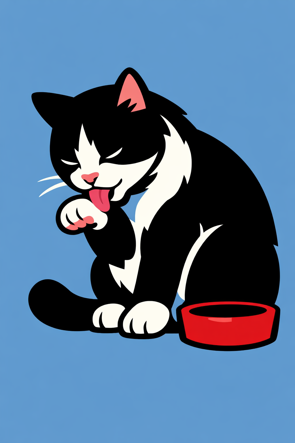 Black-and-White Cat Grooming cross-stitch pattern preview — Animals & Pets