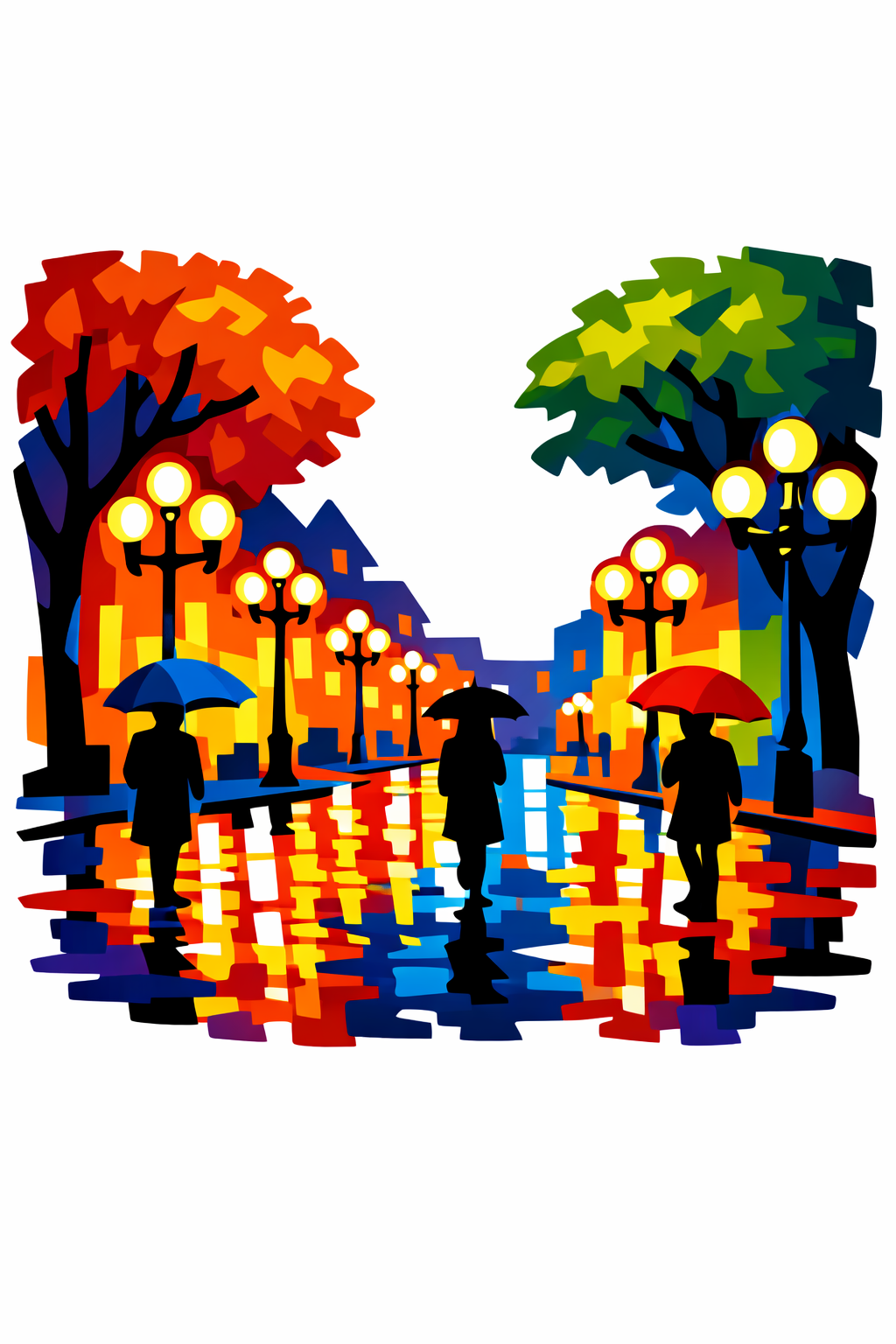 Luminous Urban Reflections cross-stitch pattern preview — Landscapes & Nature Scenes