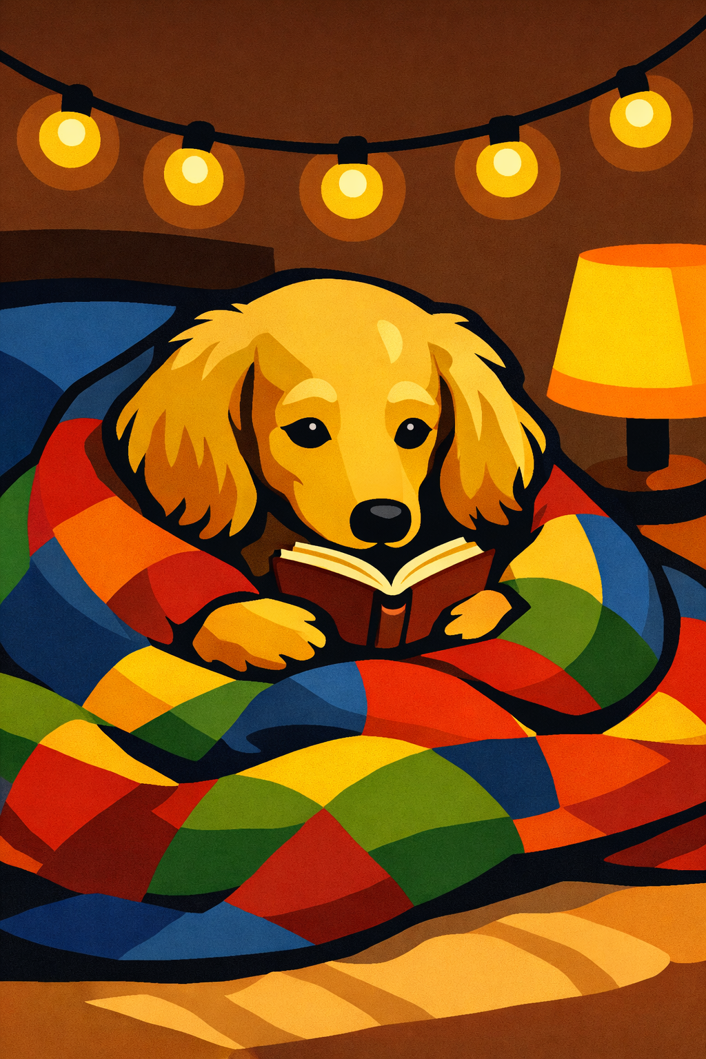 Quilted Dachshund Reading cross-stitch pattern preview — Animals & Pets