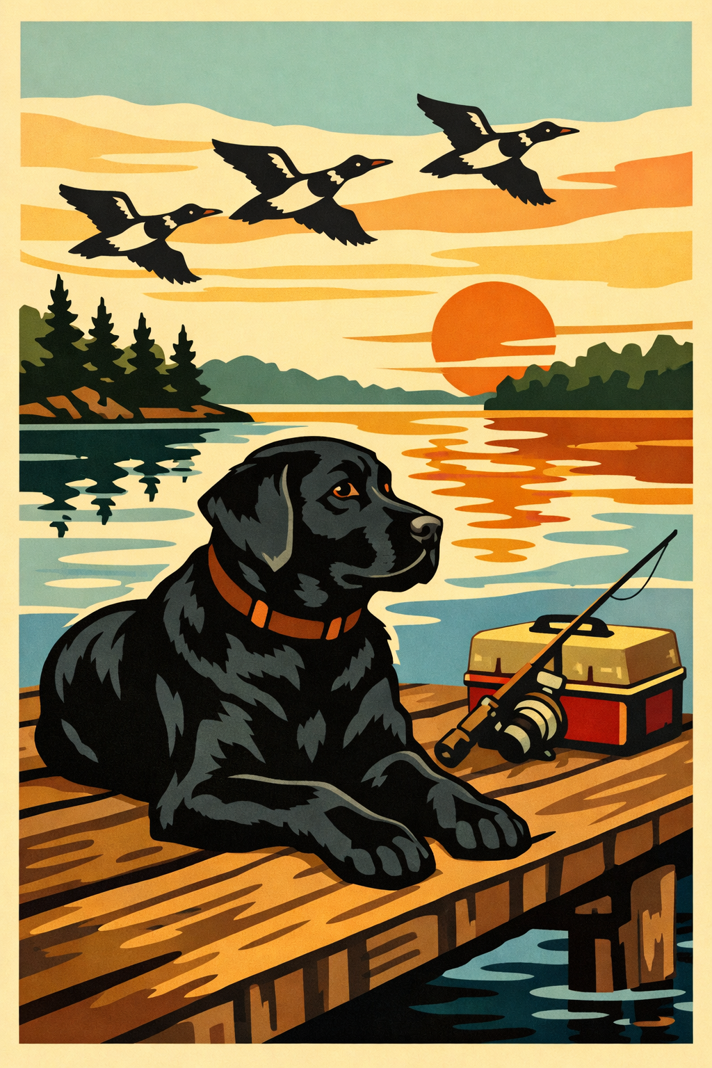 Black Labrador At Sunrise cross-stitch pattern preview — Animals & Pets