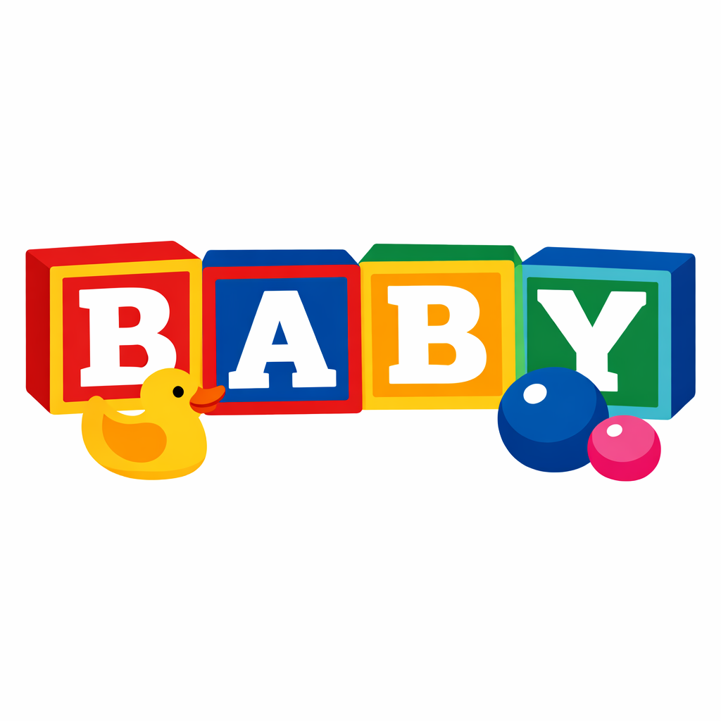Alphabet Blocks Spelling BABY cross-stitch pattern preview — Nursery & Baby