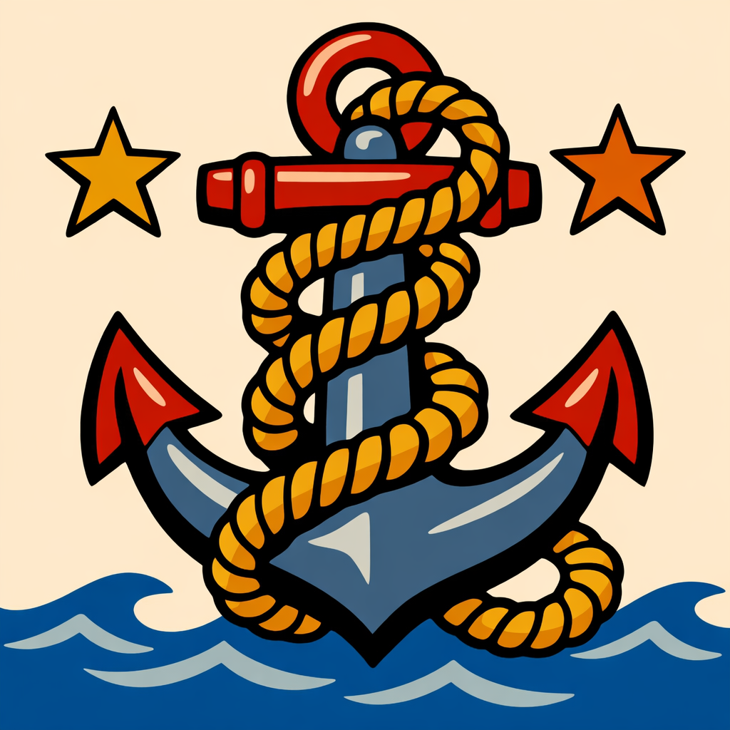 Anchor Wrapped In Rope cross-stitch pattern preview — Nautical & Coastal