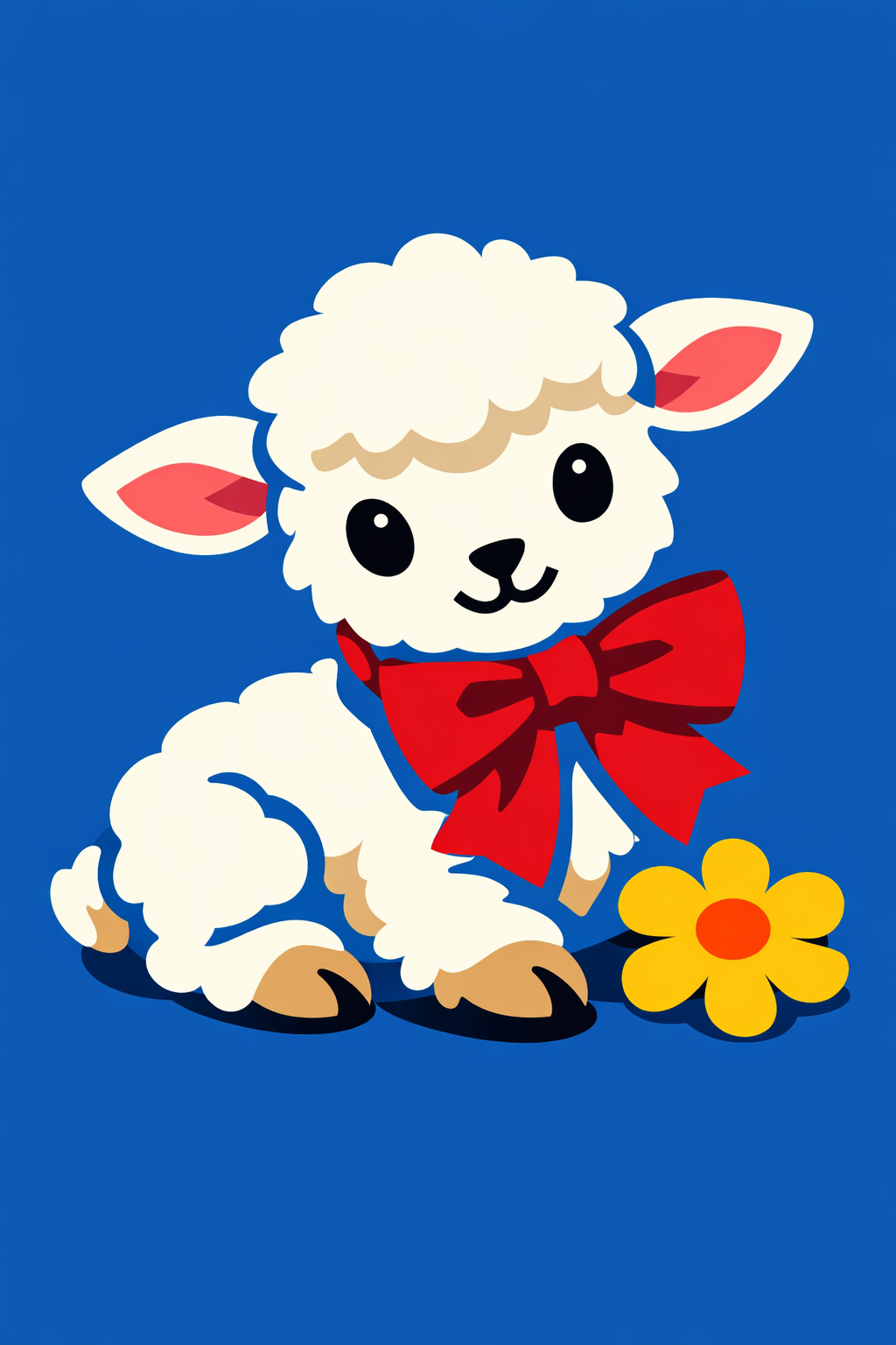 Baby Lamb With A Bow cross-stitch pattern preview — Nursery & Baby