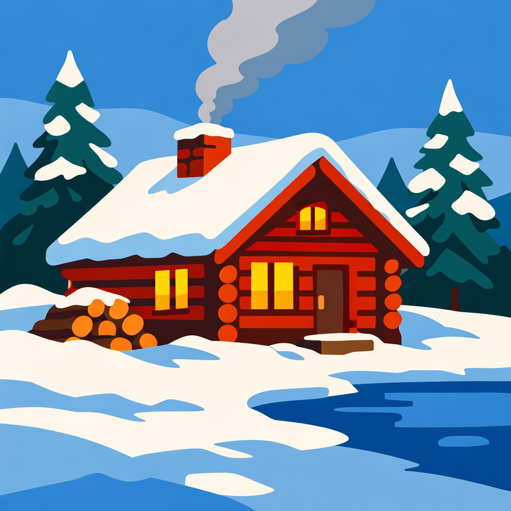 Cabin In Snowy Woods cross-stitch pattern preview — Landscapes & Nature Scenes
