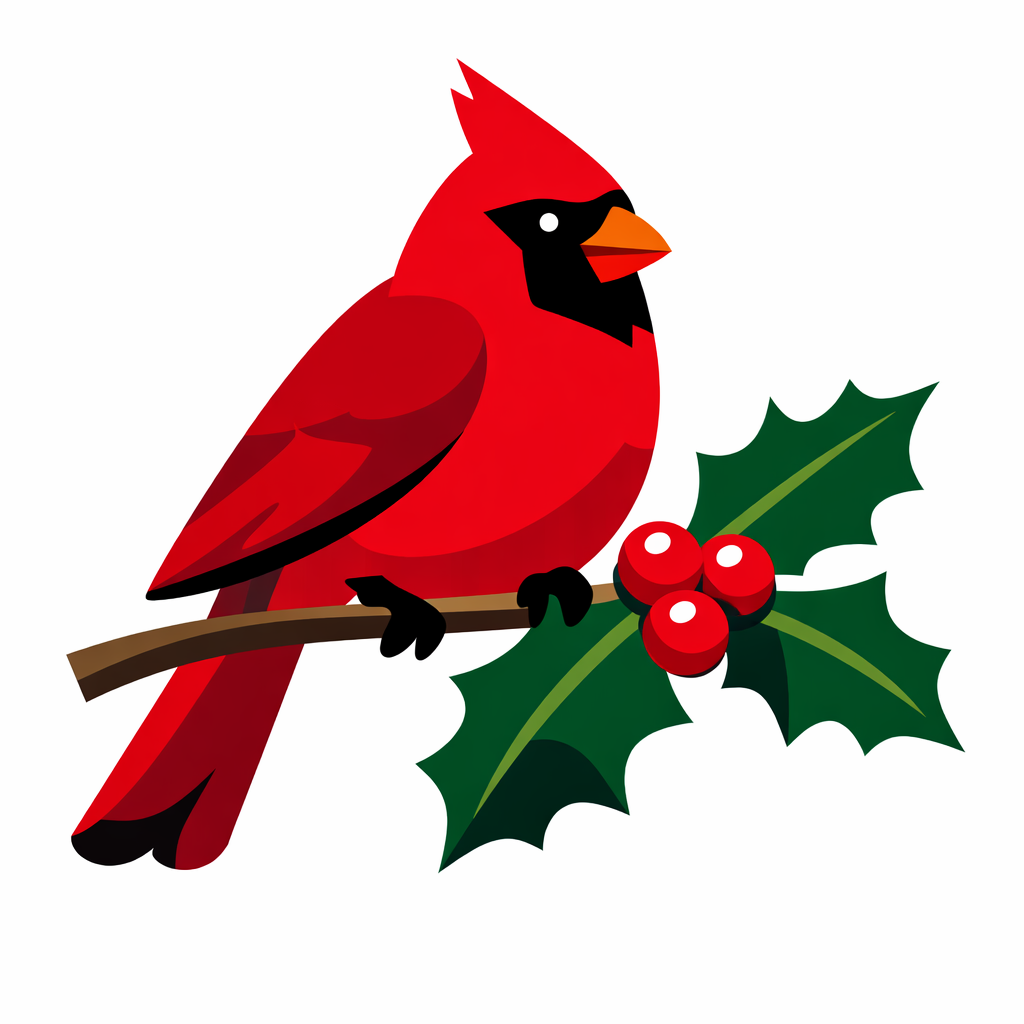 Cardinal On A Holly Branch cross-stitch pattern preview — Holidays & Seasonal