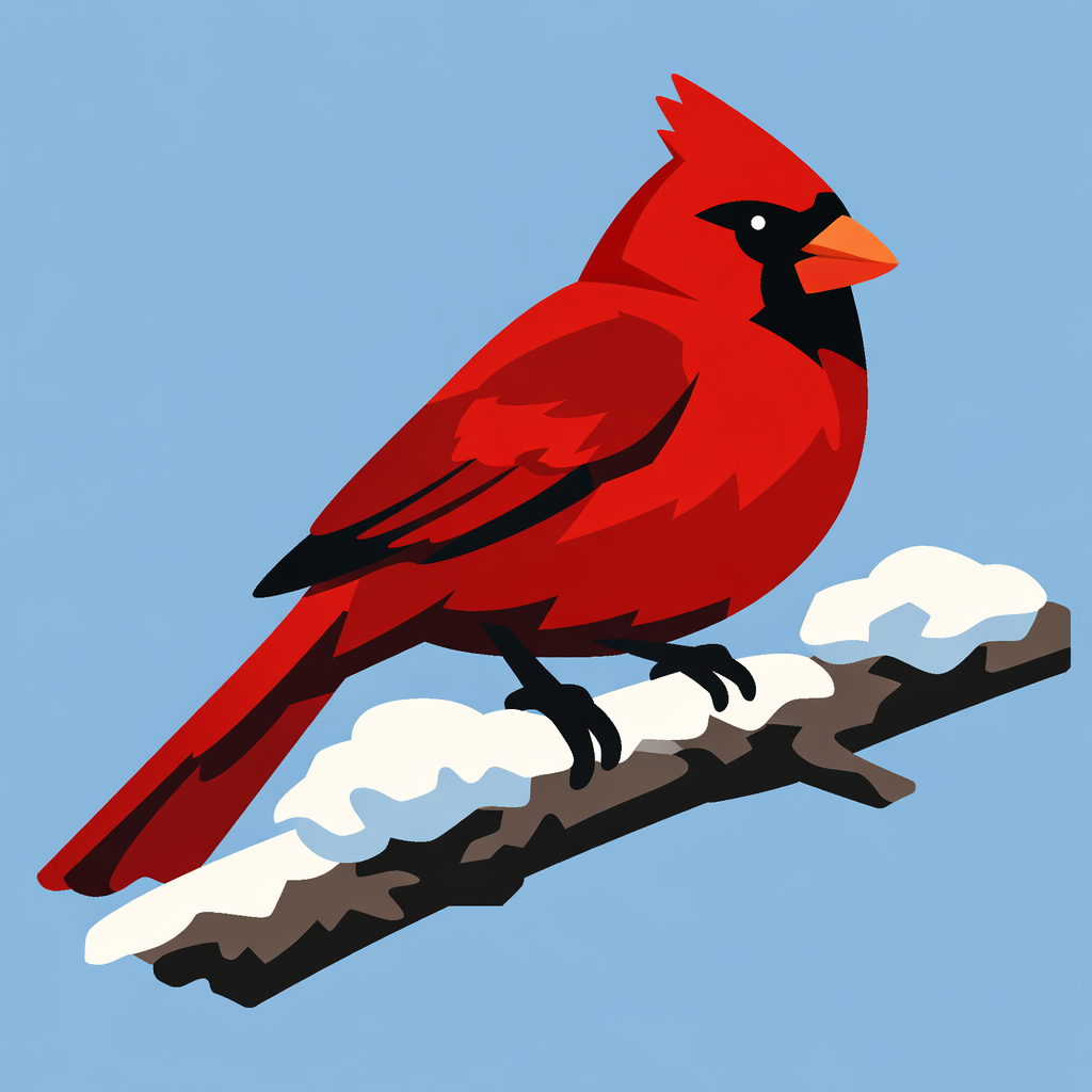 Cardinal Perched On A Snowy Branch cross-stitch pattern preview — Birds & Woodland Creatures