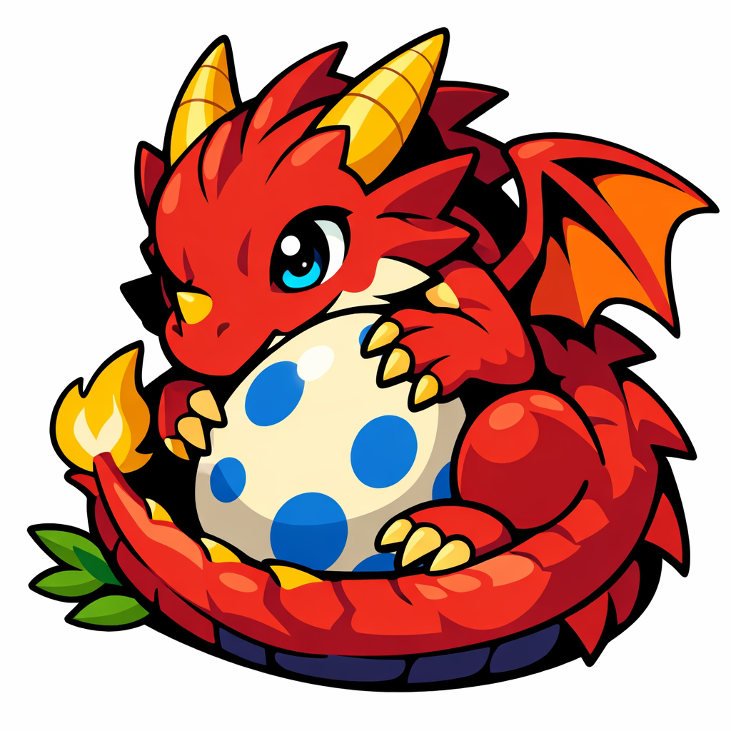 Cartoon Dragon Curled Around An Egg cross-stitch pattern preview — Fantasy & Whimsical