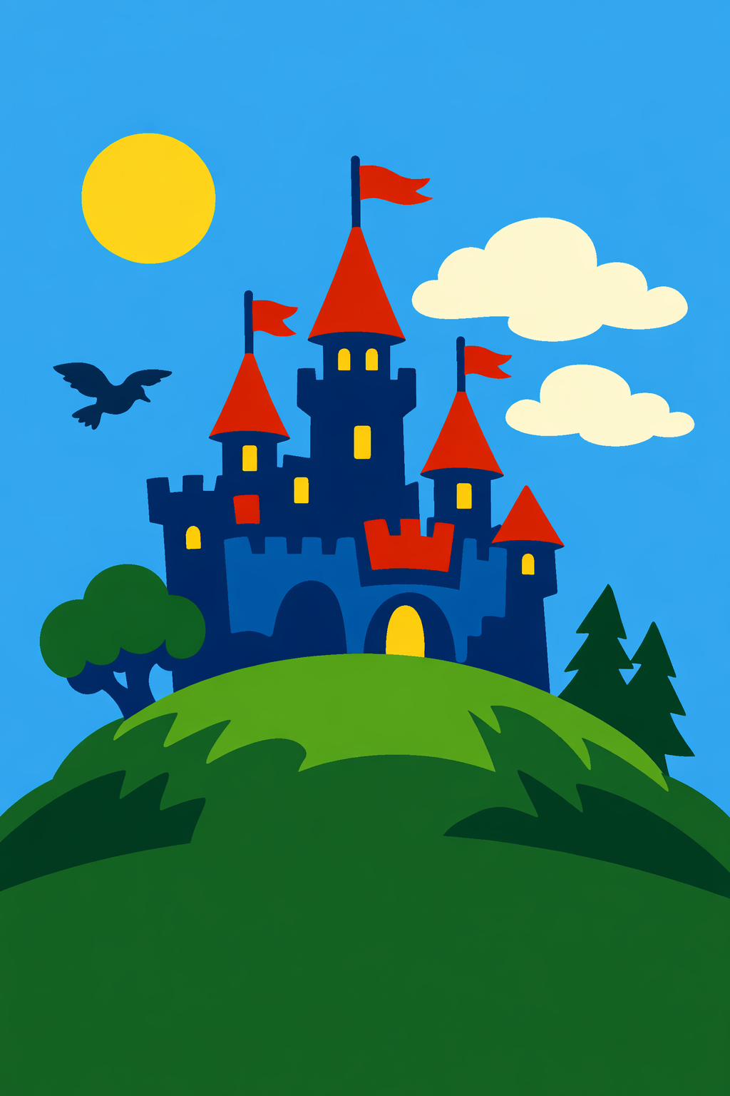Castle Silhouette On A Hill cross-stitch pattern preview — Fantasy & Whimsical
