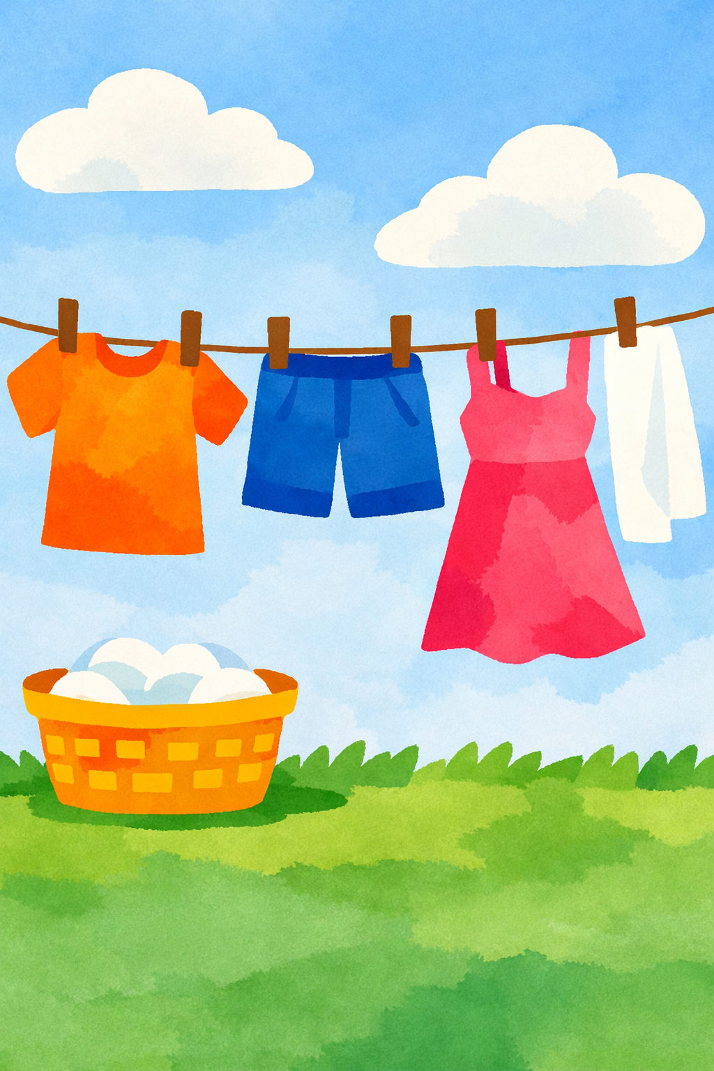 Clothesline With Hanging Laundry cross-stitch pattern preview — Farmhouse & Rustic