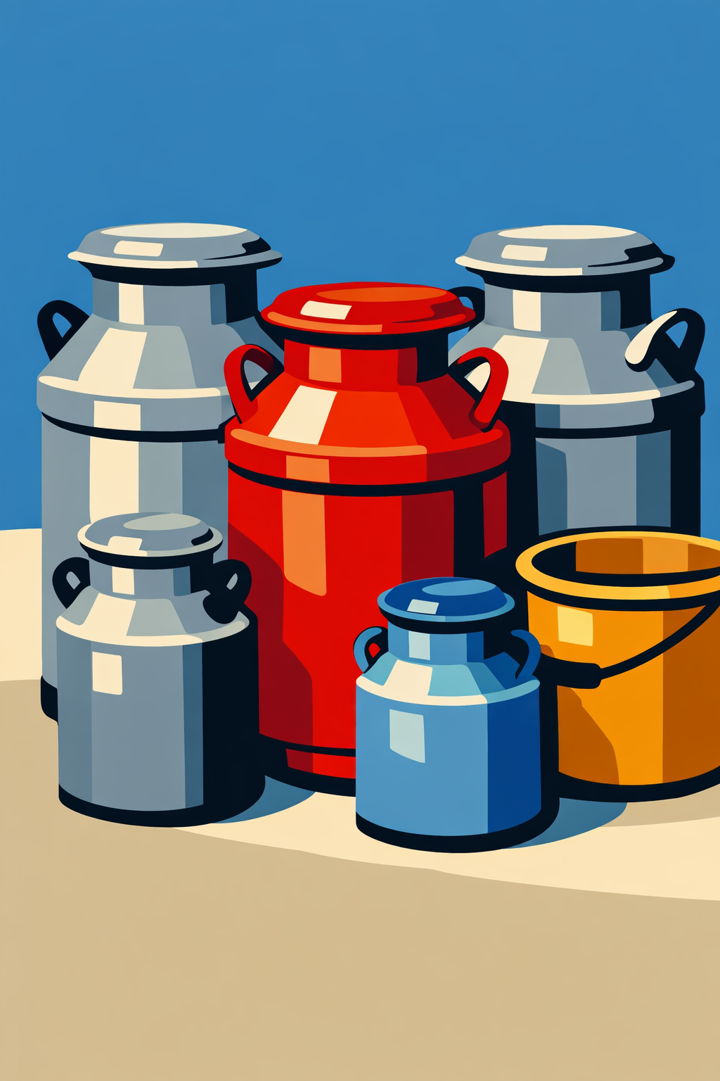Cluster Of Milk Cans cross-stitch pattern preview — Farmhouse & Rustic