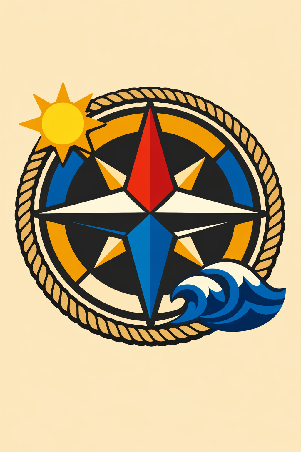 Compass Rose With A Rope Border cross-stitch pattern preview — Nautical & Coastal