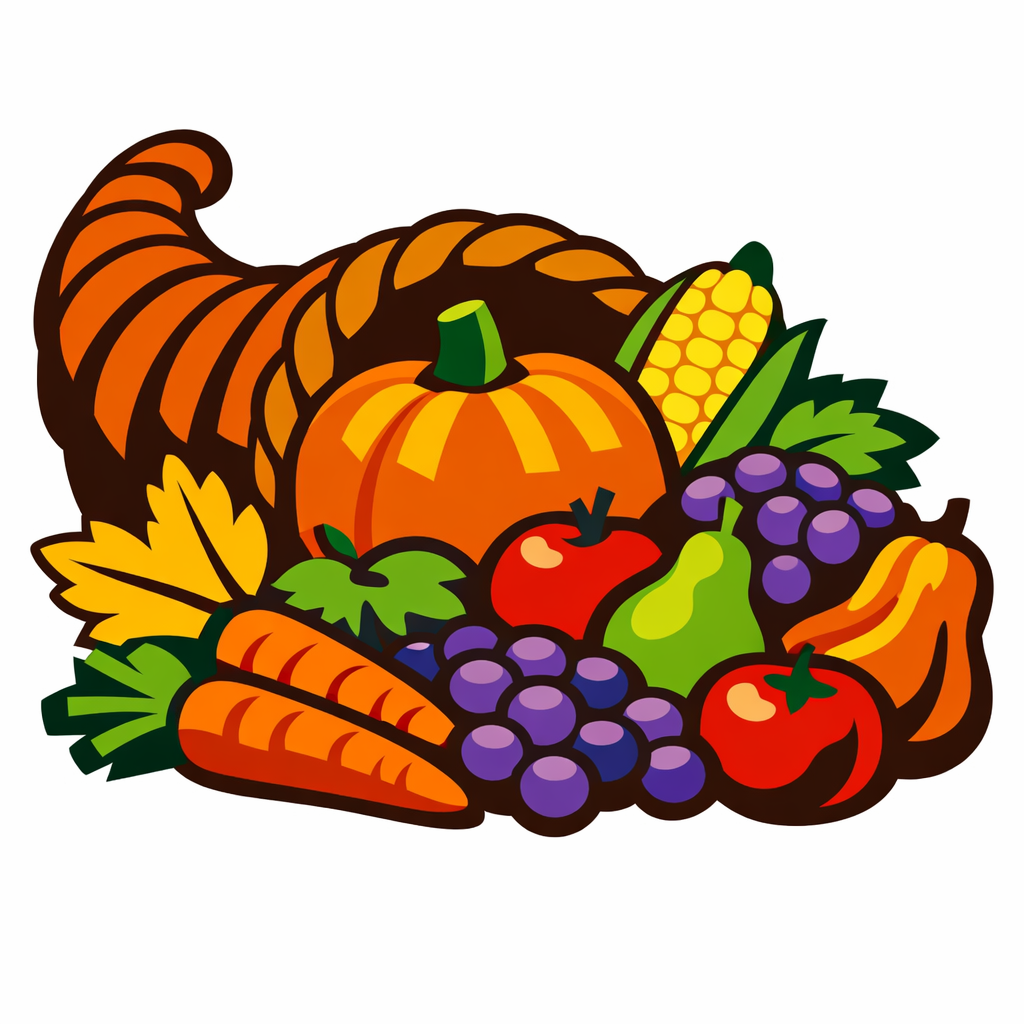 Cornucopia Overflowing With Produce cross-stitch pattern preview — Holidays & Seasonal