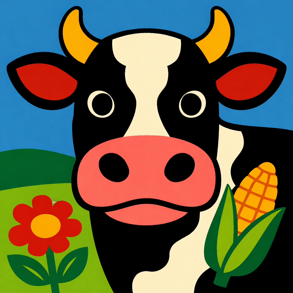 Cow's Face, Front-on cross-stitch pattern preview — Farmhouse & Rustic