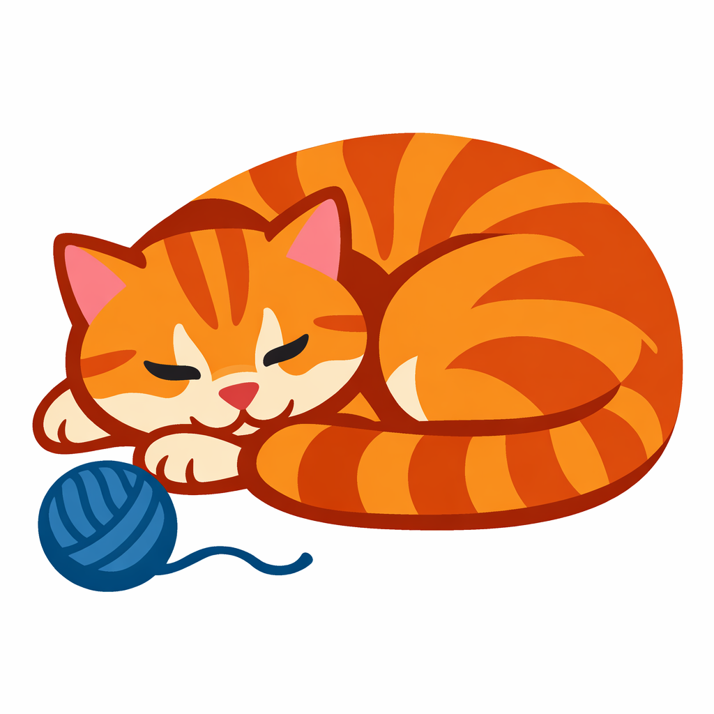 Curled Orange Tabby Cat cross-stitch pattern preview — Animals & Pets