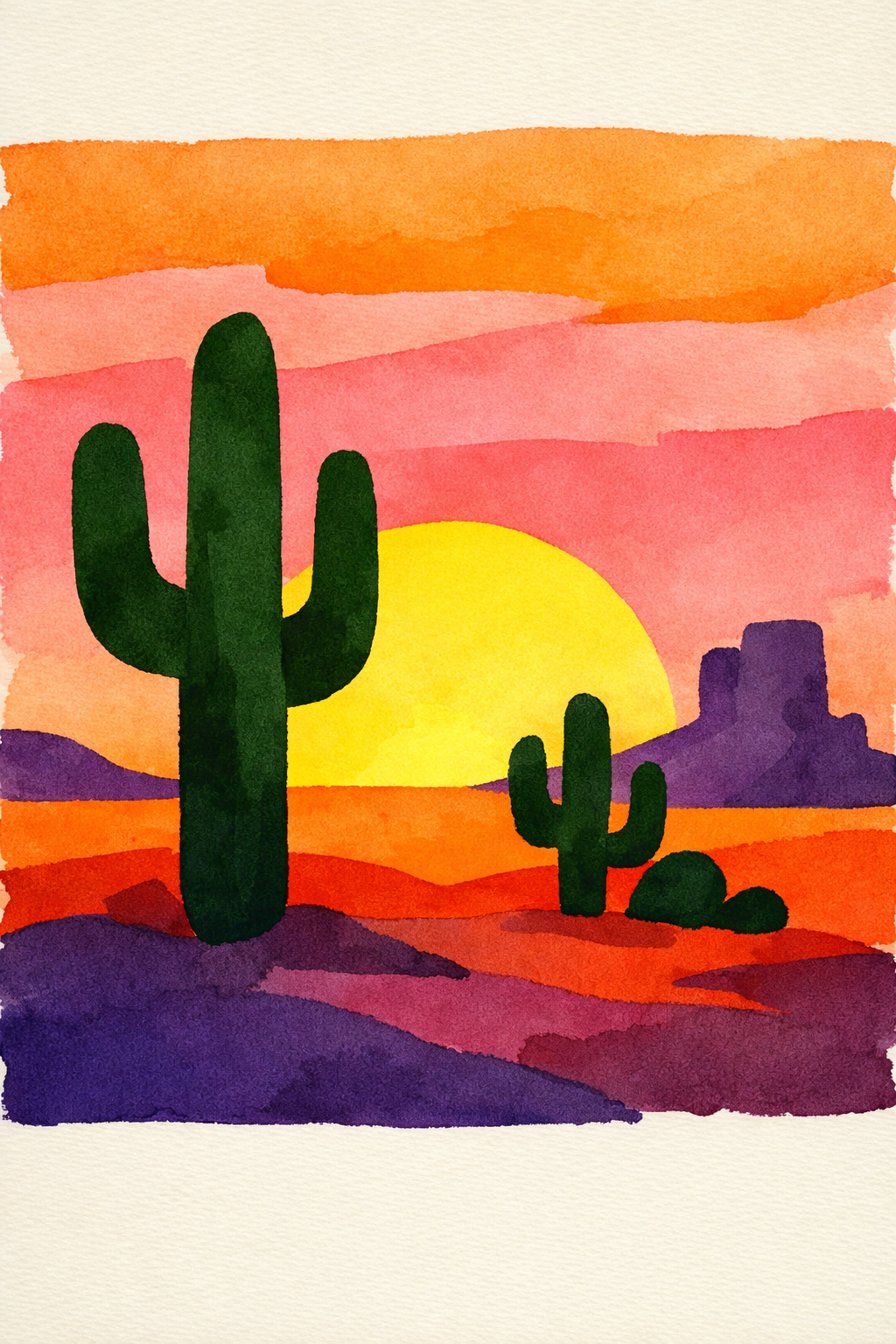 Desert Scene With Cacti And A cross-stitch pattern preview — Landscapes & Nature Scenes