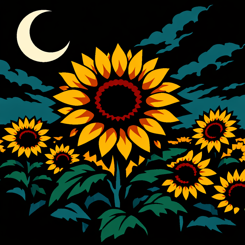 Field Of Sunflowers Under A Blue cross-stitch pattern preview — Landscapes & Nature Scenes
