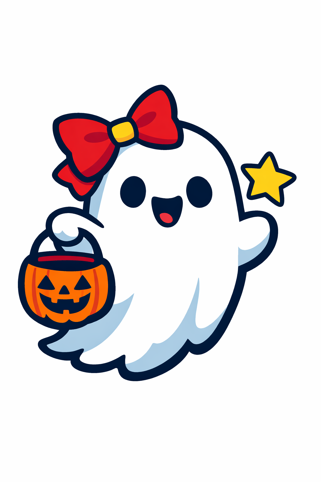Friendly Ghost With A Bow cross-stitch pattern preview — Fantasy & Whimsical