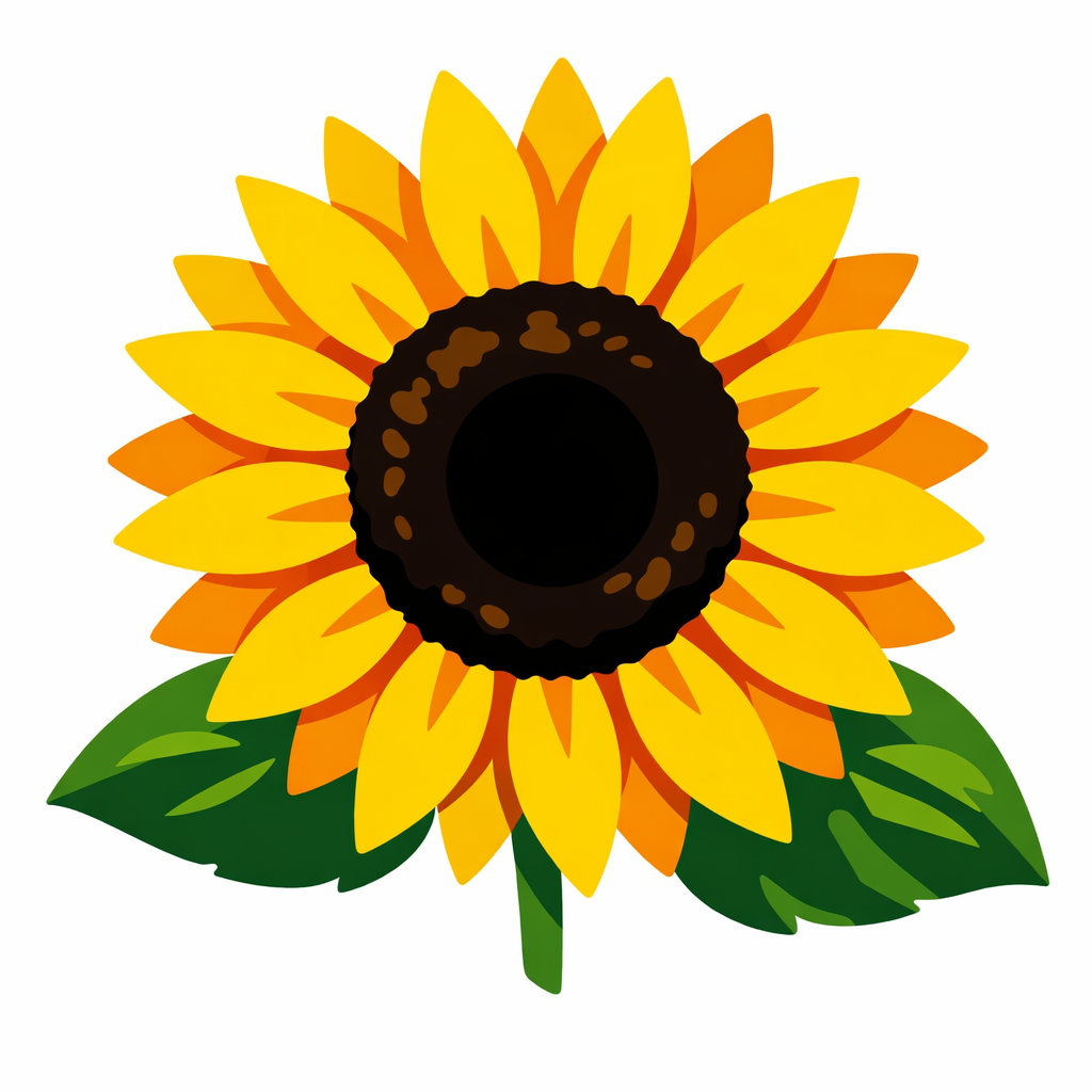 Full-bloom Sunflower With Two Leaves cross-stitch pattern preview — Florals & Botanicals