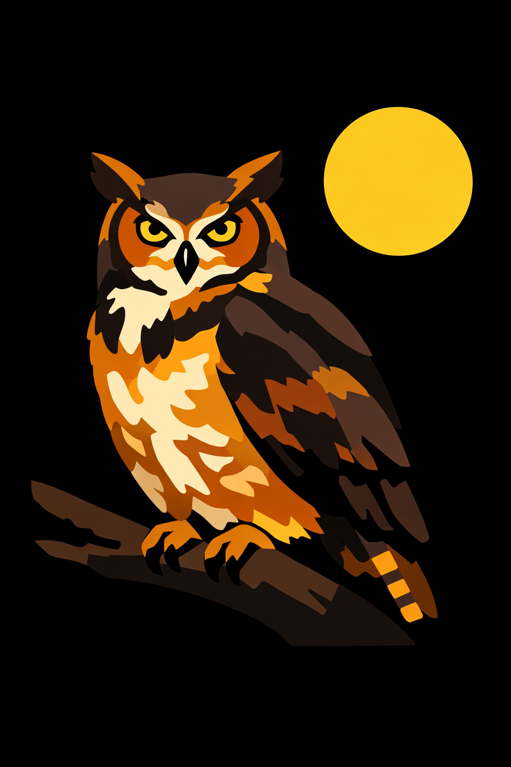 Great Horned Owl Perched At Night cross-stitch pattern preview — Birds & Woodland Creatures