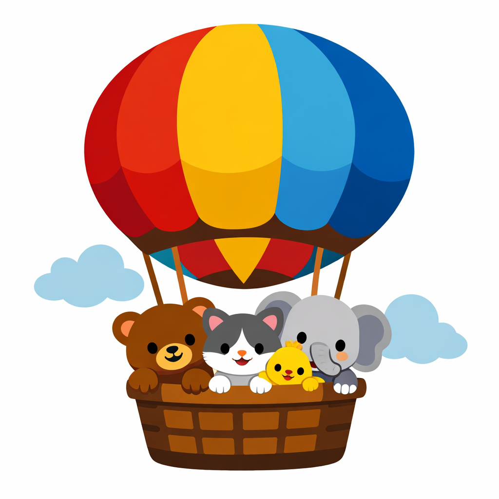 Hot Air Balloon With Baby Animals cross-stitch pattern preview — Nursery & Baby