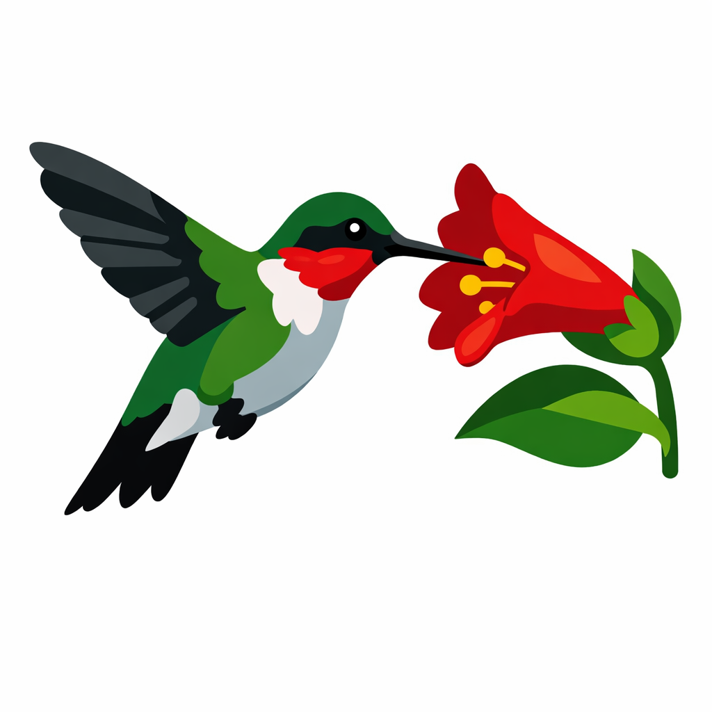 Hummingbird Near A Flower cross-stitch pattern preview — Birds & Woodland Creatures