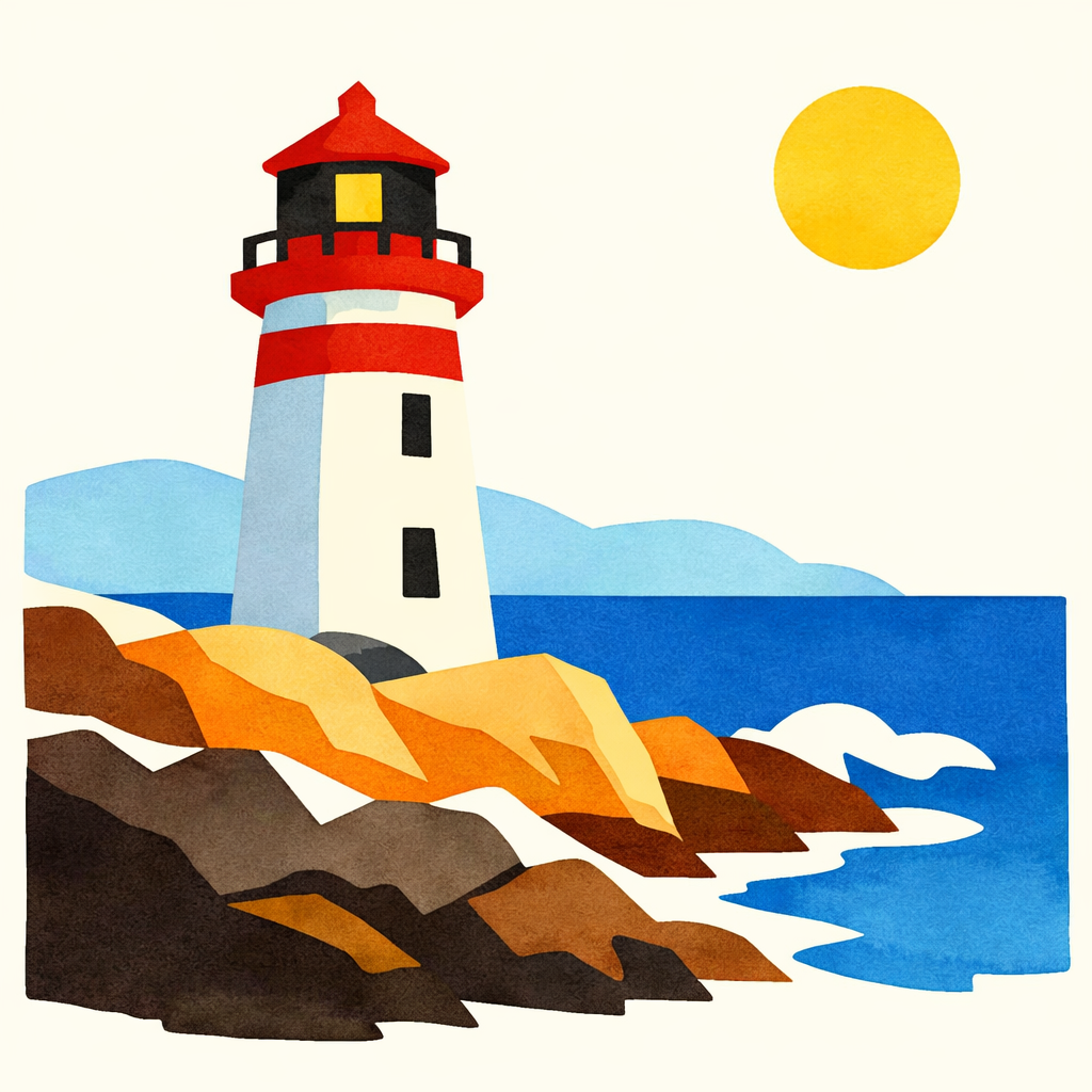 Lighthouse On A Rocky Coastline cross-stitch pattern preview — Landscapes & Nature Scenes