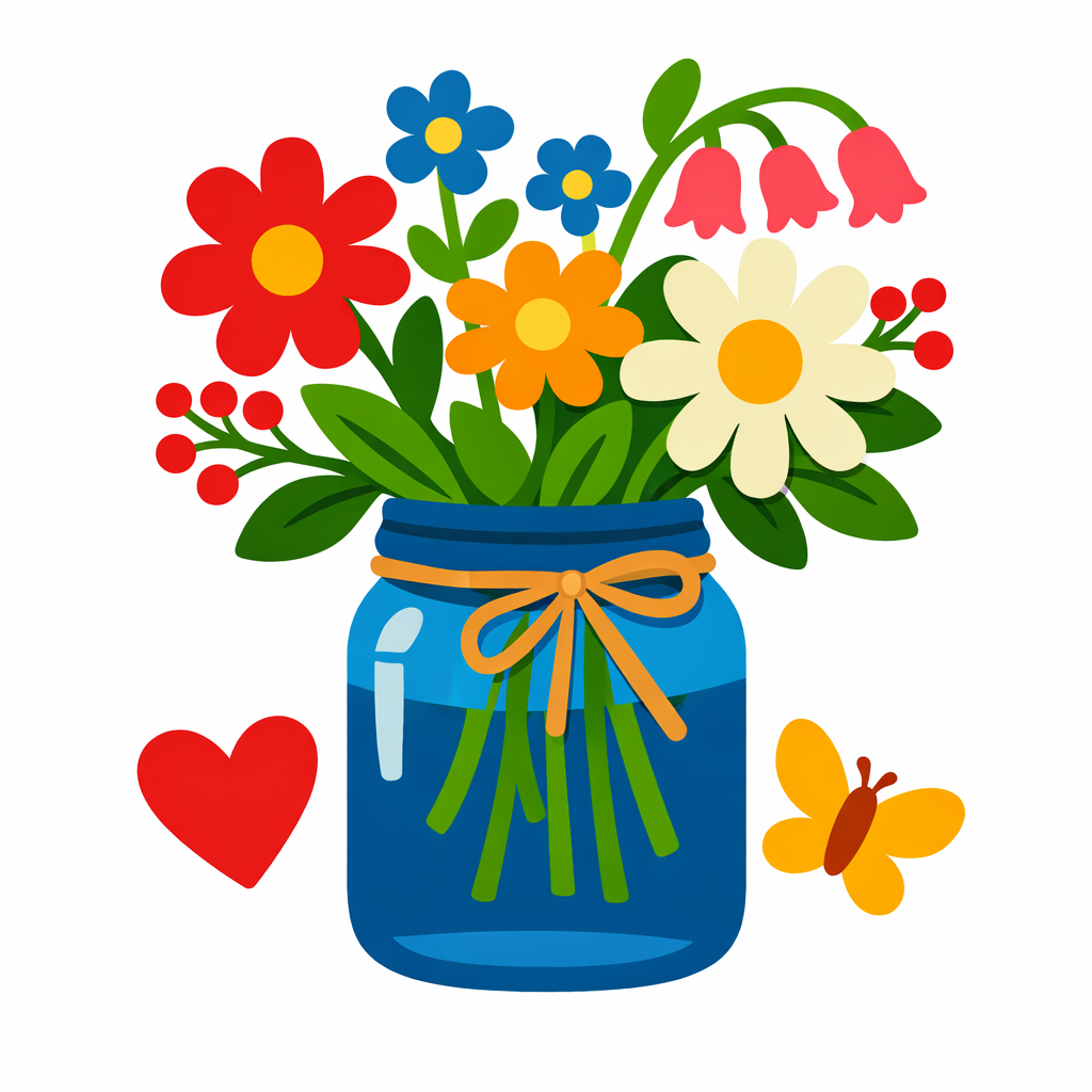 Mason Jar Filled With Wildflowers cross-stitch pattern preview — Farmhouse & Rustic