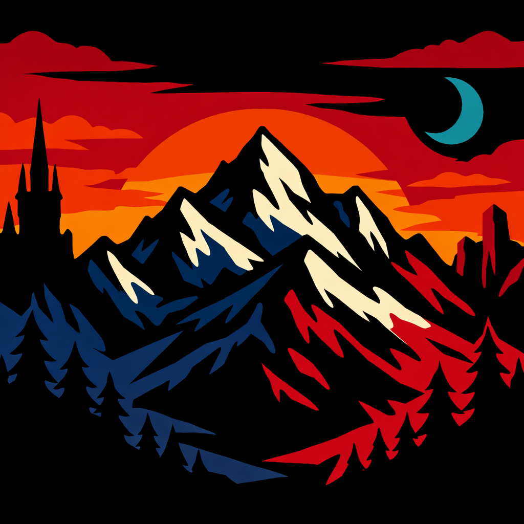 Mountain Range At Sunset cross-stitch pattern preview — Landscapes & Nature Scenes