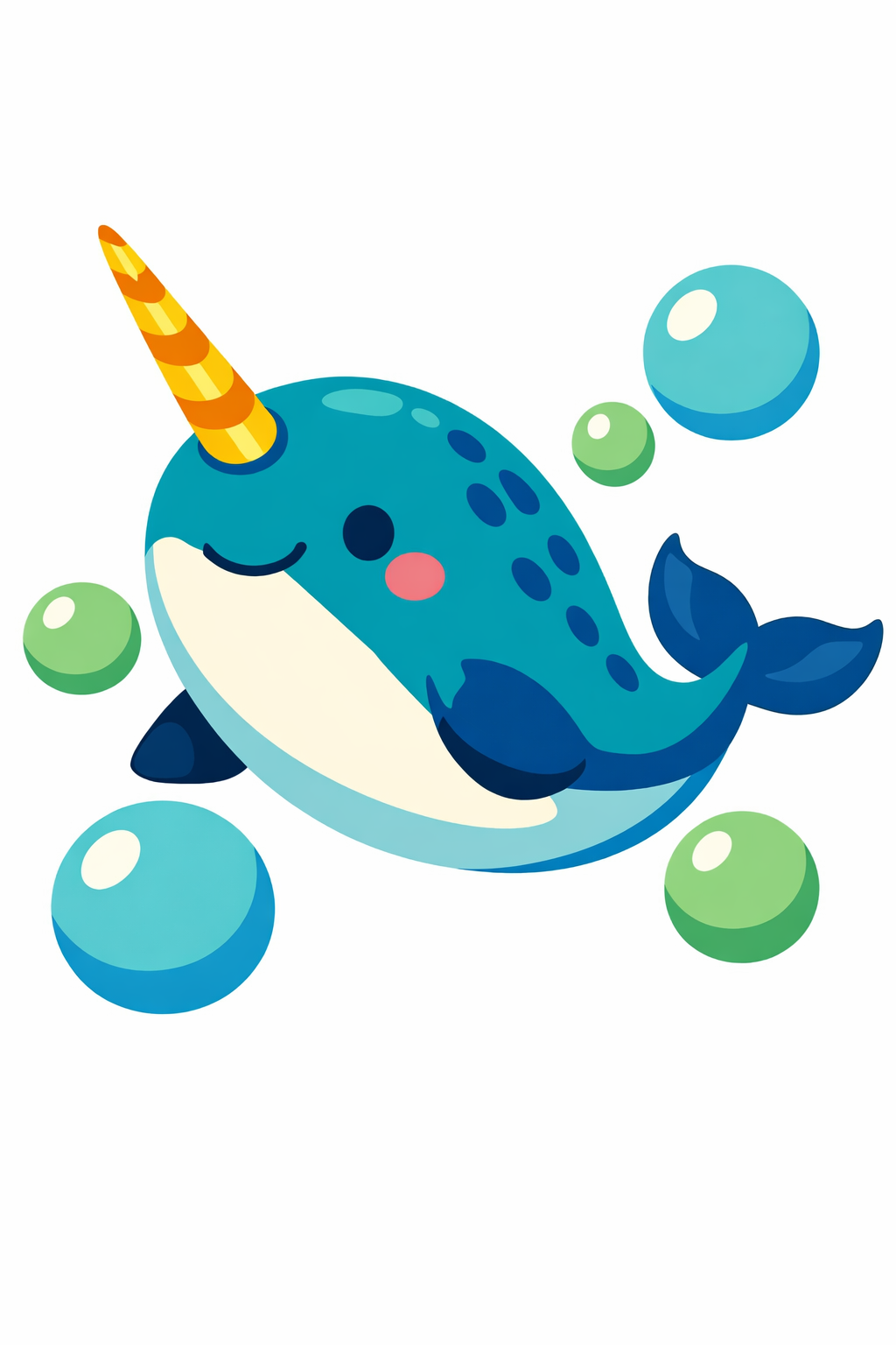 Narwhal Among Bubbles cross-stitch pattern preview — Fantasy & Whimsical