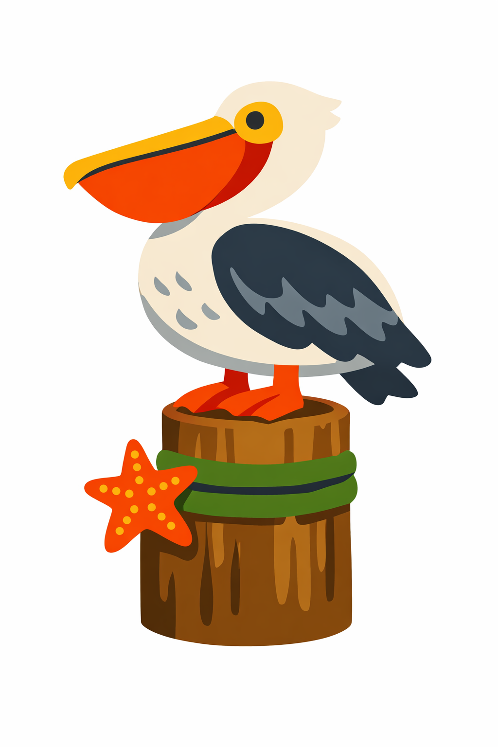 Pelican Perched On A Piling cross-stitch pattern preview — Nautical & Coastal