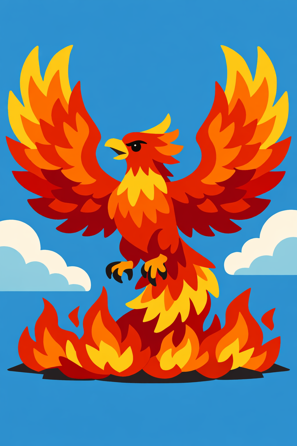 Phoenix Rising With Fiery Wings cross-stitch pattern preview — Fantasy & Whimsical