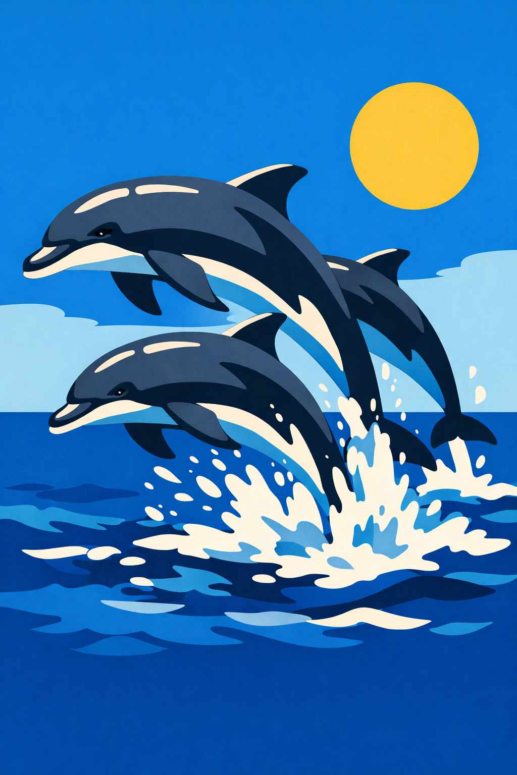 Pod Of Dolphins Jumping cross-stitch pattern preview — Nautical & Coastal