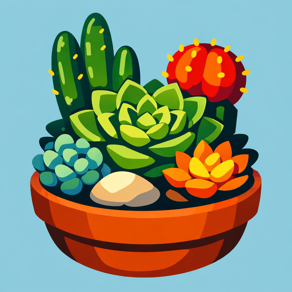 Potted Succulent Arrangement cross-stitch pattern preview — Florals & Botanicals