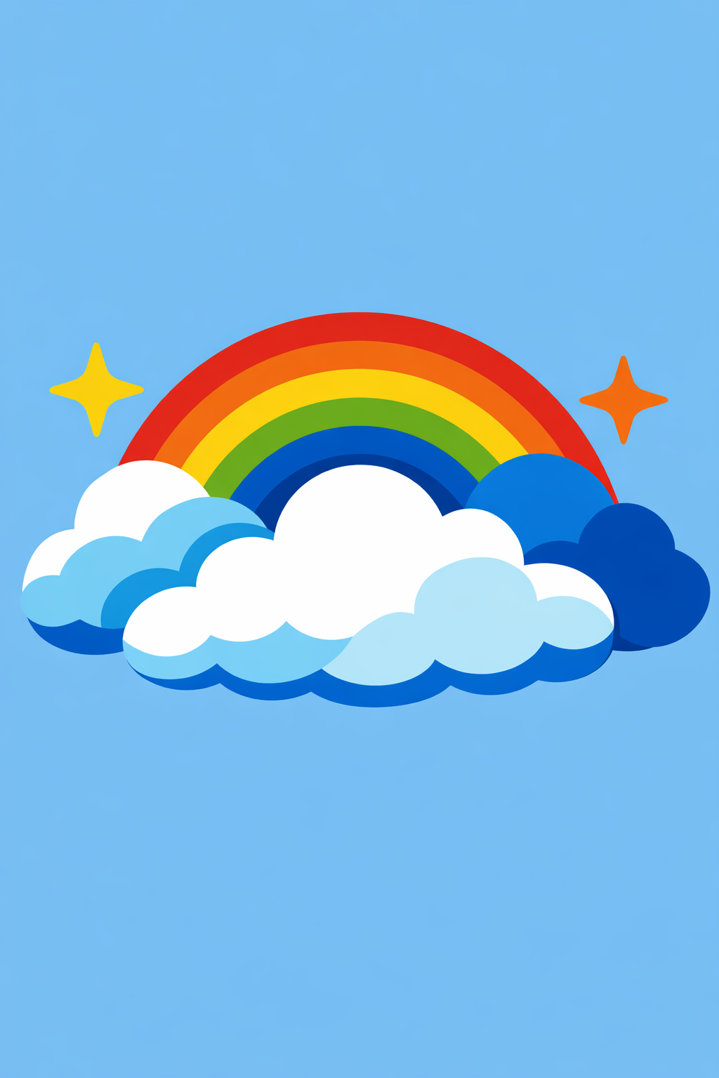 Rainbow Over Fluffy Clouds cross-stitch pattern preview — Nursery & Baby