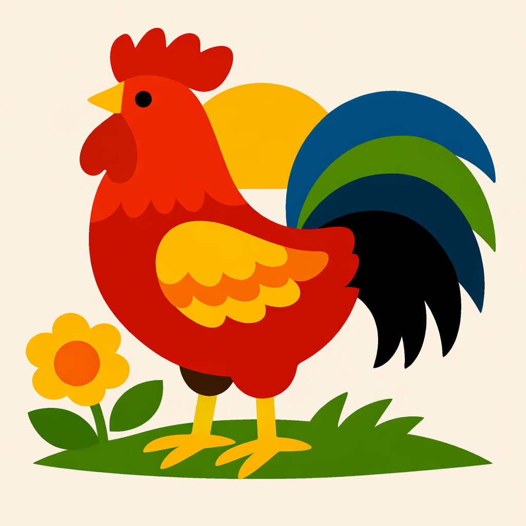 Rooster In Profile cross-stitch pattern preview — Farmhouse & Rustic