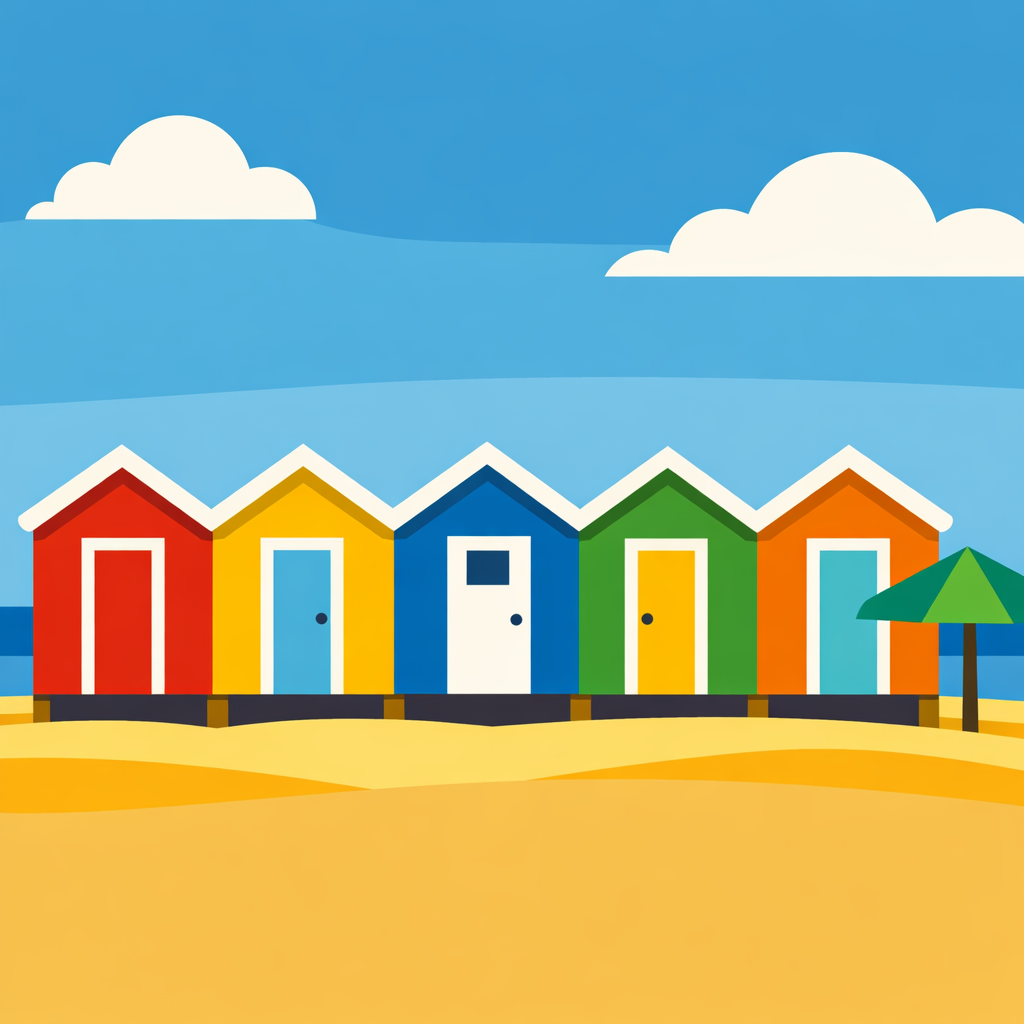 Row Of Beach Huts cross-stitch pattern preview — Nautical & Coastal