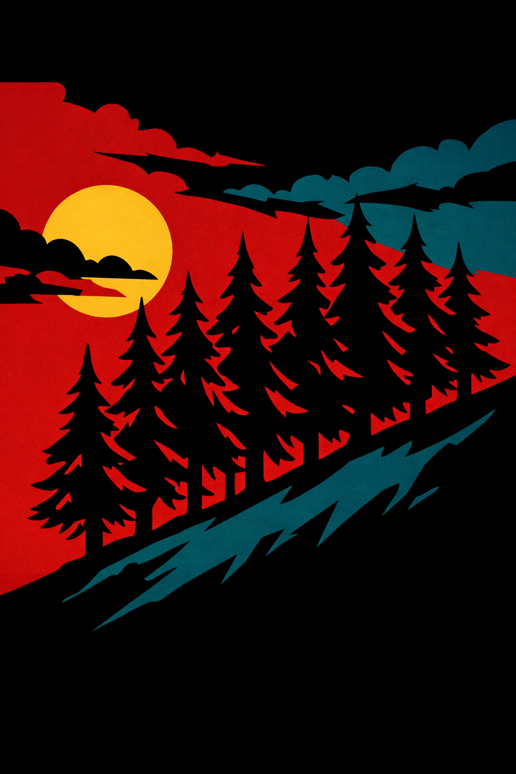 Row Of Pine Trees On A cross-stitch pattern preview — Landscapes & Nature Scenes