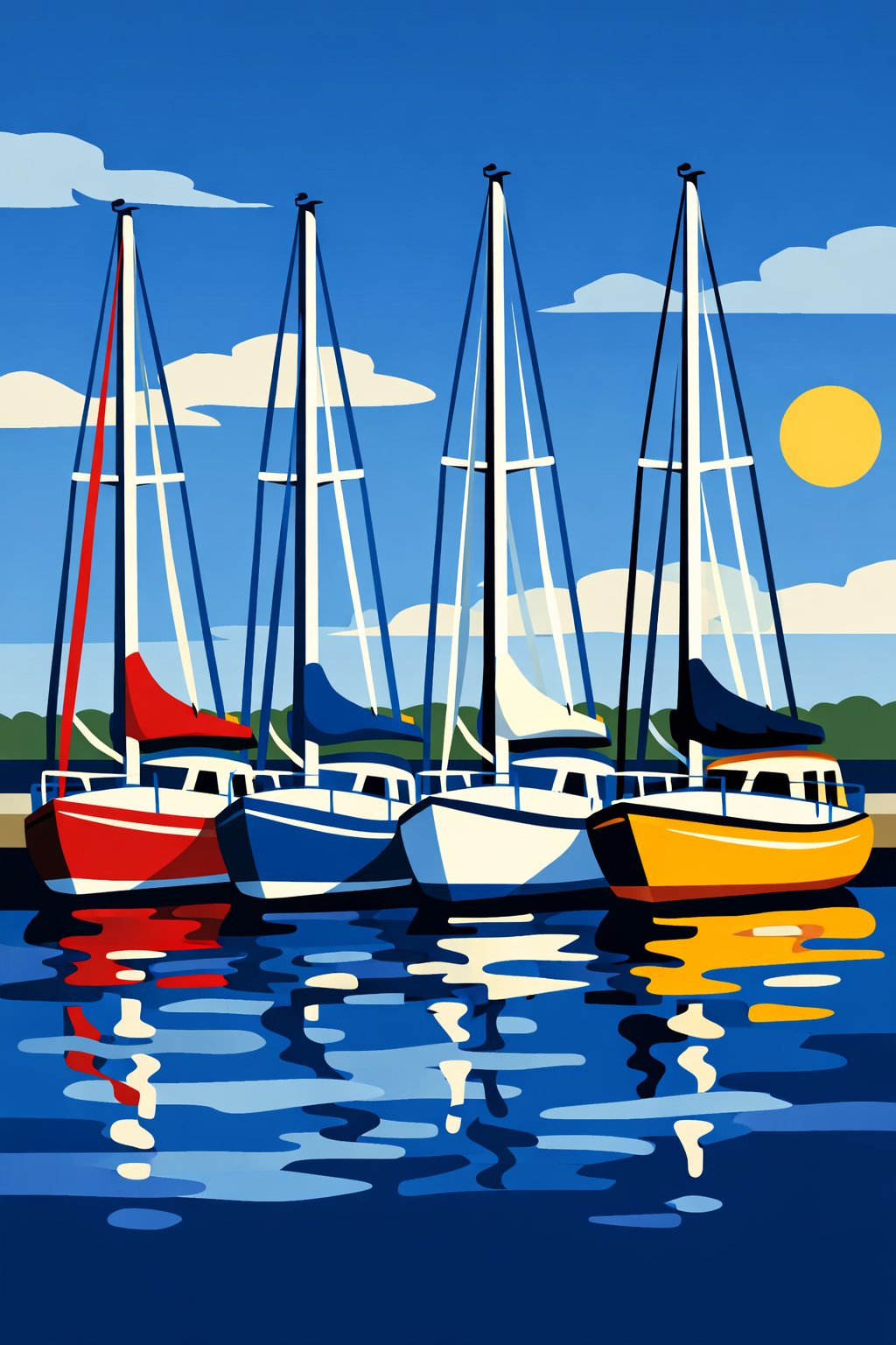 Row Of Sailboats In A Harbor cross-stitch pattern preview — Nautical & Coastal