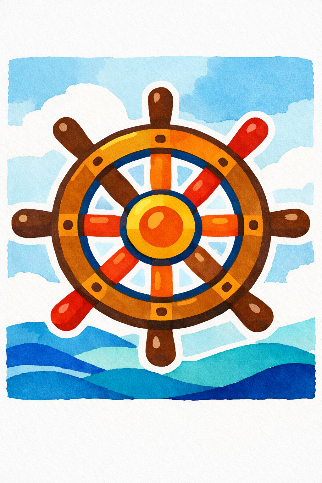 Ship's Wheel cross-stitch pattern preview — Nautical & Coastal