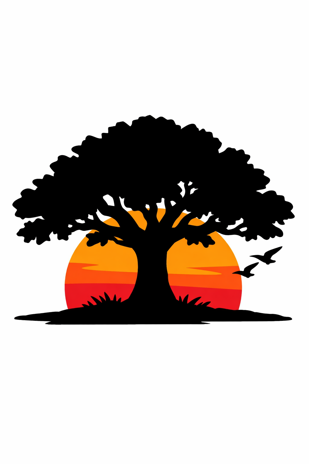 Single Oak Tree Silhouetted At Sunset cross-stitch pattern preview — Landscapes & Nature Scenes