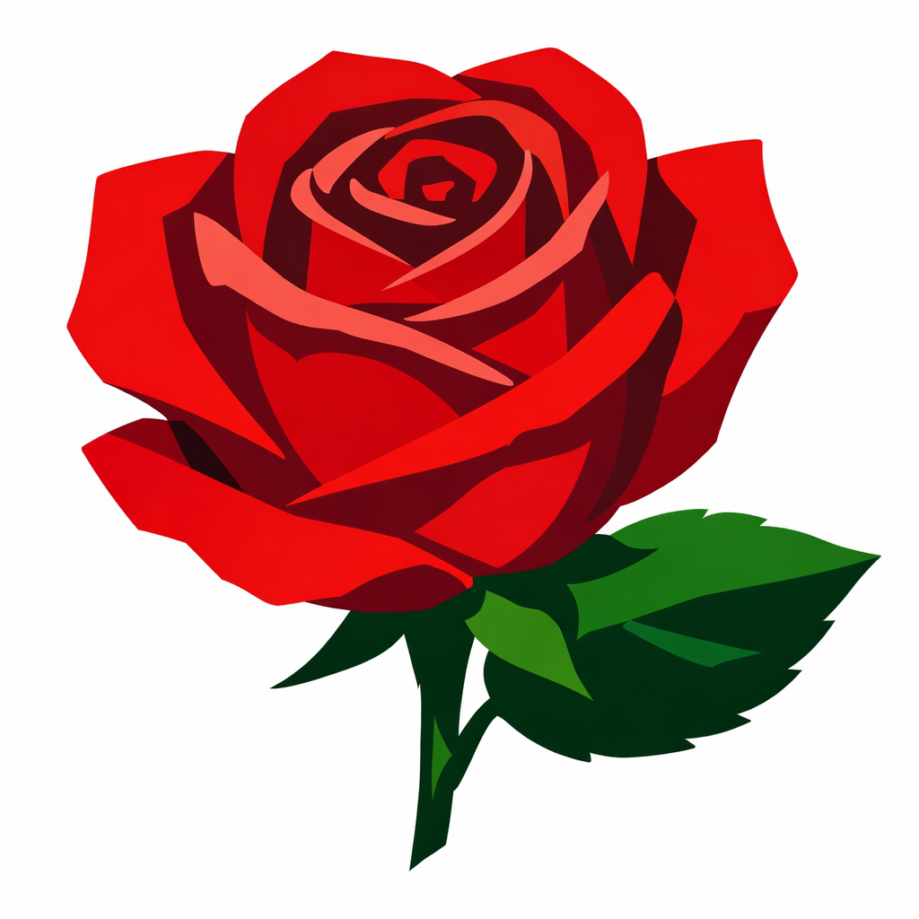 Single Red Rose With A Leaf cross-stitch pattern preview — Florals & Botanicals