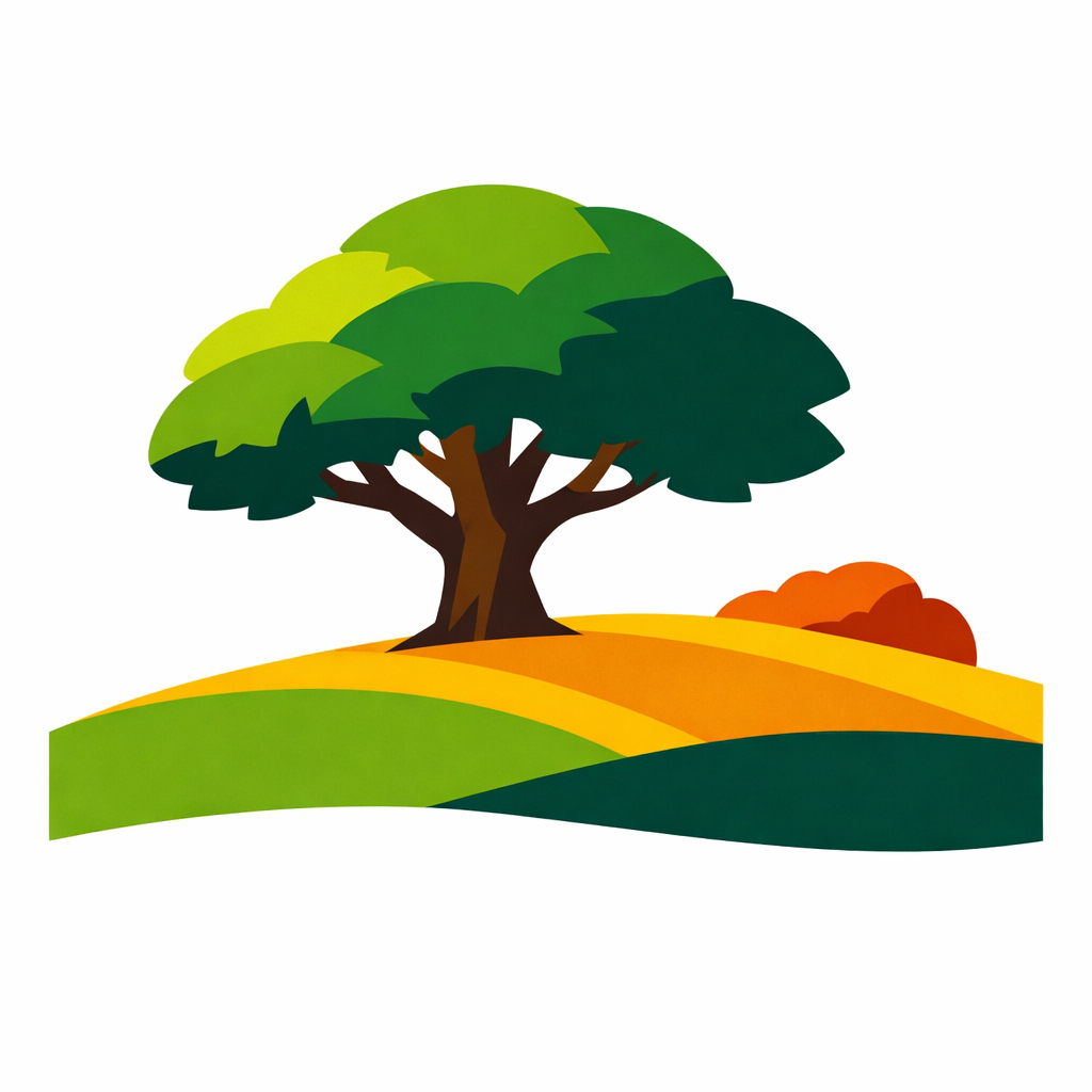 Single Tree On A Rolling Hill cross-stitch pattern preview — Landscapes & Nature Scenes
