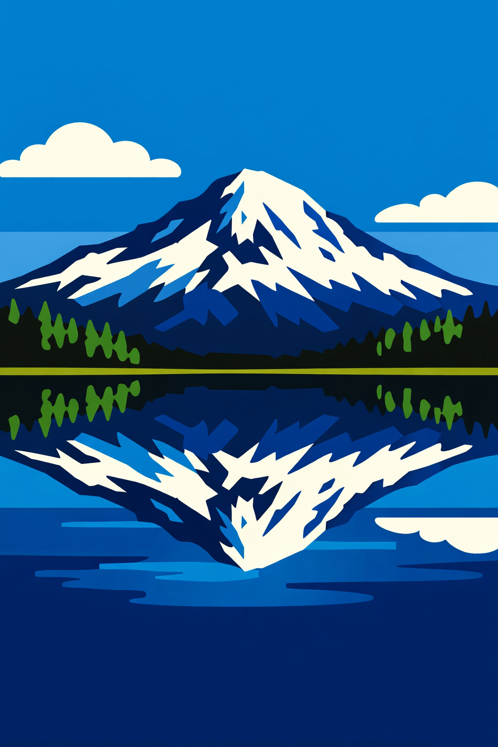 Snow-capped Mountain Reflected In A Lake cross-stitch pattern preview — Landscapes & Nature Scenes