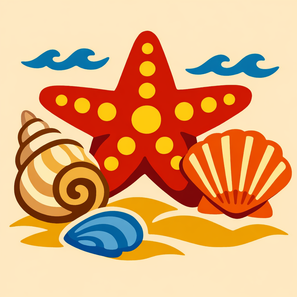 Starfish And Seashell Arrangement cross-stitch pattern preview — Nautical & Coastal