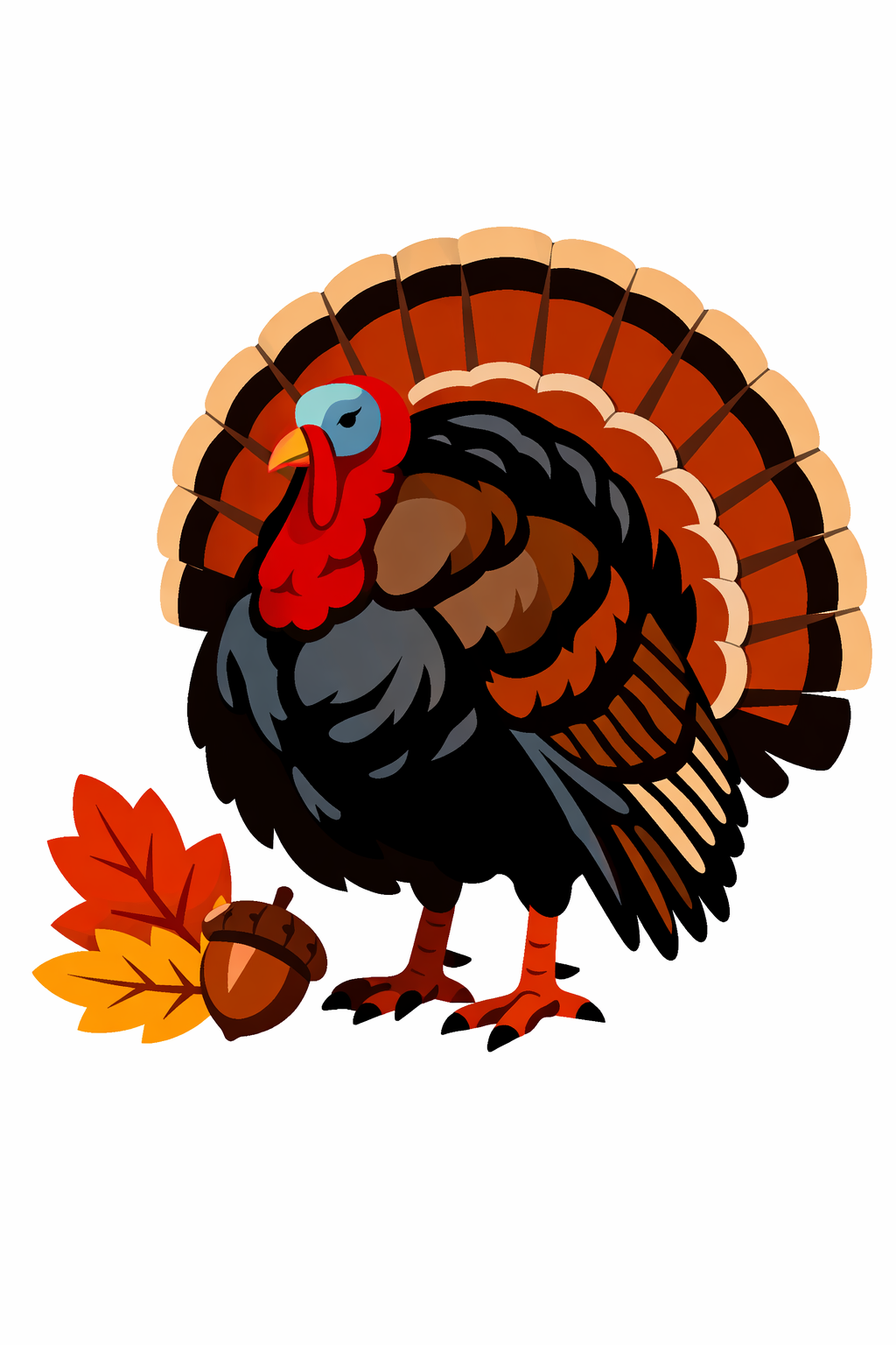 Turkey With Fanned Tail Feathers cross-stitch pattern preview — Holidays & Seasonal