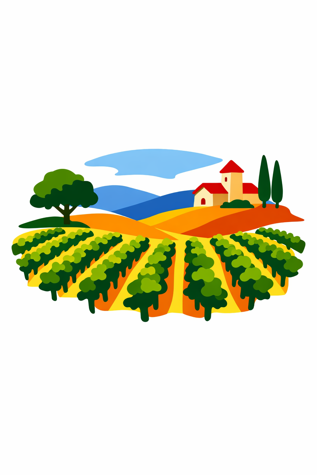 Vineyard On Rolling Hills cross-stitch pattern preview — Landscapes & Nature Scenes