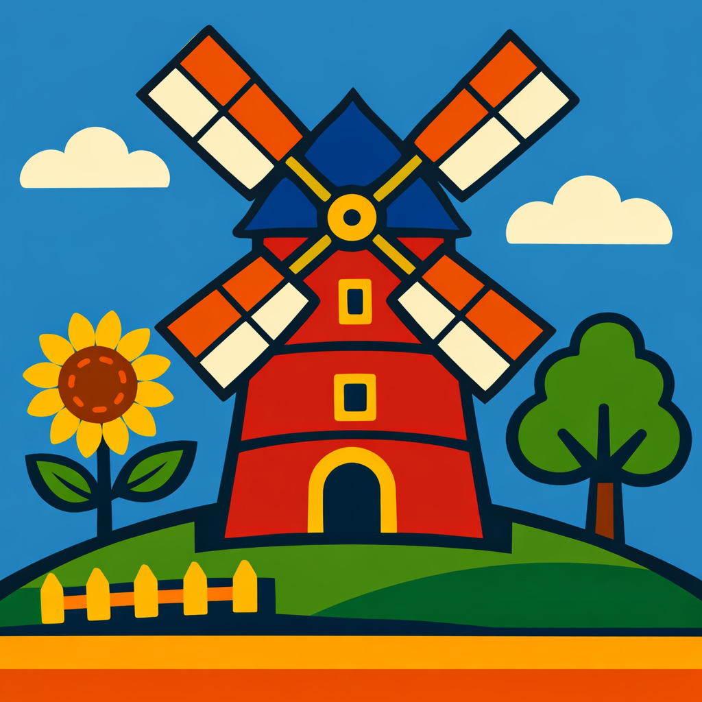Vintage Windmill cross-stitch pattern preview — Farmhouse & Rustic